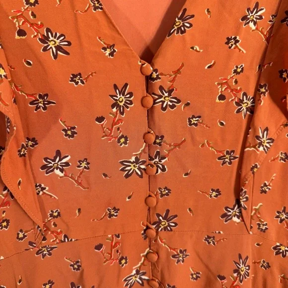 Madewell Women’s Flutter-Sleeve Button Down Dress in Ginger Floral Size 10 - Picture 5 of 16